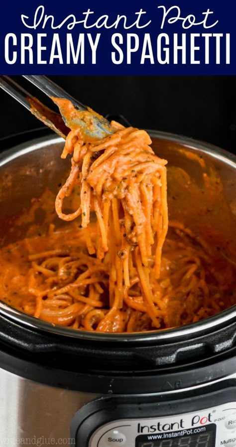 Creamy Spaghetti Instant Pot, Instant Pot Speggetti, Instant Pot Speggetti And Meatballs, Spaghetti Instapot, Instant Pot Linguine, Spaghetti Instant Pot, Instant Pot Ideas, Instant Pot Spaghetti And Meatballs, Pressure Cooker Spaghetti