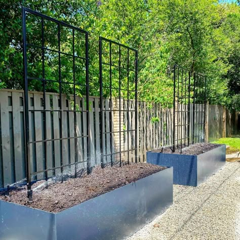 Peter Hudson, PTHudsonAlumiArt on Instagram: “Raised beds are such a hot trend right now in landscaping. These are going to look fantastic once the plants are growing up the trellises.…” Metal Garden Trellis, Planter Trellis, Metal Trellis, Garden Decor Ideas, Classic Garden, Sarasota Fl, Garden Trellis, Classic Metal, Climbing Plants