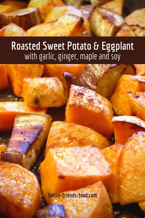 Sticky roasted sweet potatoes & aubergines Aubergine Sweet Potato, Sweet Potato And Eggplant Recipes, Sweet Potato Eggplant Recipe, Eggplant Sweet Potato Recipes, Eggplant Sweet Potato, Sweet Potato Dinner, Sweet Potato Recipes Roasted, Aubergine Recipe, Healthy Eggplant