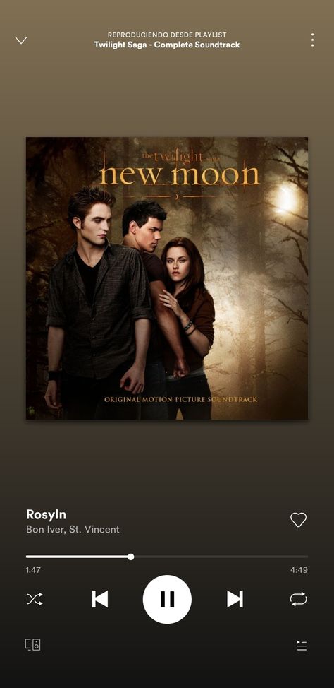 Complete soundtrack of the saga "Twilight". In Spotify Roslyn Bon Iver, Twilight Songs, Twilight Soundtrack, Twilight Scenes, Twilight Saga Books, Twilight Funny, Twilight Photos, Twilight Book, Twilight New Moon