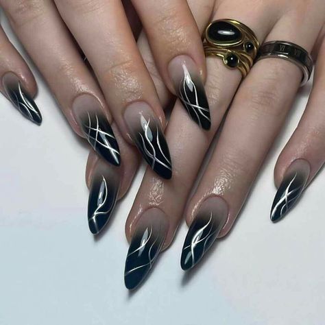 gothic nail art Chrome Almond, Gothic Nail Art, Gothic Nails, Nail Ideas, Nail Inspo, Hair And Nails, Almond, Nail Art, Nails