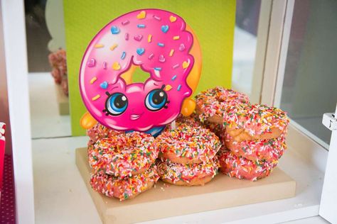 Bella's Shopping extravaganza! | CatchMyParty.com Shopkins Birthday Party Ideas, Shopkins Bday, Cowgirl Cakes, Shopkins Birthday Party, 7th Birthday Party Ideas, Birthday Kiss, Shopkins Party, Shopkins Birthday, Donut Party