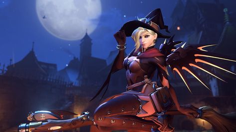 Overwatch - Witch Mercy [5K HD Wallpaper] by 3redin on DeviantArt Overwatch Angel, Mercy Witch, Overwatch Halloween, Overwatch Mercy, Witch Wallpaper, Overwatch Wallpapers, Mercy Overwatch, Gaming Posters, Overwatch 2