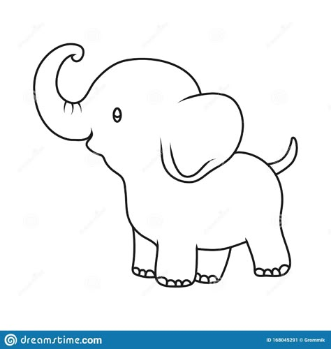 Empty Outline Of A Cute Childish Cartoon Baby Elephant. Isolated Contour For Coloring Books Stock Vector - Illustration of isolate, cute: 168045291 Outline Drawings Easy, Elephant Drawing For Kids, Cartoon Elephant Drawing, Animals Outline, Elephant Line Drawing, Easy Elephant Drawing, Elephant Doodle, Baby Elephant Drawing, Elephant Template