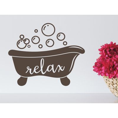 Let bubbles abound during your next relaxing soak. These whimsical wall decals for the bathroom will help you to create a fun yet relaxing feel in your bathroom. Perfect for any space around your bathtub these stickers for bathroom walls will help set the stage for your next relaxing evening. Colour: Brown, Size: 9" H x 11" W x 0.18" D Banner Doodle, Relax Signs, Bathroom Wall Decals, Bathroom Wall Stickers, Bathroom Walls, Relaxing Evening, Soap Packaging, Vinyl Signs, Bathroom Signs