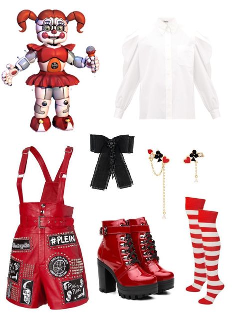 Red Clown Outfit, Fnaf Themed Outfits, Fnaf Movie Outfit Ideas, Circus Baby Cosplay, Fnaf Inspired Outfits, Fnaf Outfit Ideas, Clown Outfit Ideas, Fnaf Clothes, Circus Baby Fnaf