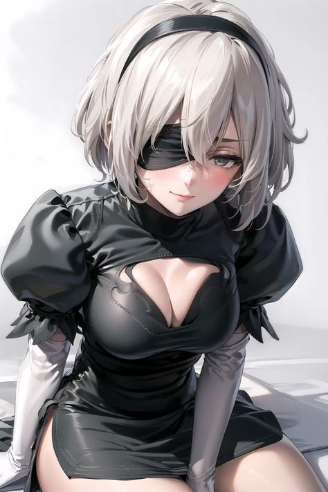 Nier Automata 2, Nier Automata A2, 2b Nier Automata, 2b Nier Autómata, Nier Automata, Animated Drawings, Anime Girlxgirl, Cat Girl, White Hair