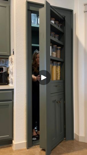 6.5M views · 118K likes | Pantry Makeover Reveal!! Complete with Murphy Door!! | Pantry Makeover Reveal!!! Complete with Murphy Door!! | By Life Is What You Make It | Alright, I know y'all have been
waiting on the edge of your seat for this one. For the last
five or 6 years that we've been in this house, this is the
pantry that we've been working with. It's four foot deep,
three foot wide. The shelves are two foot deep and it just
wasn't functional. So, I built a couple cabinets to go inside
so that way I could add drawers to the bottom, I'm a big fan of
drawers over deep shelves and because this pantry is going to
take me a while. I'm a flight attendant full time so I'm out
of town for three days a week or so. I'm trying to work in
this pantry without taking everything out at one time. I Murphy Door Pantry, Deep Pantry Organization Ideas, Deep Storage Cabinet, Pantry Drawer, Deep Pantry, Cottage House Designs, Murphy Door, Cabinets To Go, House Pantry