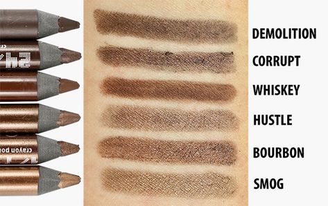 Urban decay 24/7 eyeliner swatches - browns Urban Decay Eyeliner, Brown Eye Makeup Tutorial, Eyeliner Shapes, Eye Pencils, Makeup Hacks Tutorials, Brown Eyeliner, How To Apply Eyeliner, Makeup Swatches, Urban Decay Makeup