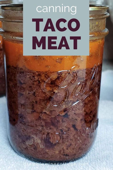 Canning taco meat is a great way to add fast food to your pantry without relying on less healthy alternatives on busy days. Canning Taco Meat, Taco Meat, Pressure Canning, Bramble, Healthy Alternatives, Pantry, Tacos, Meat, Wine