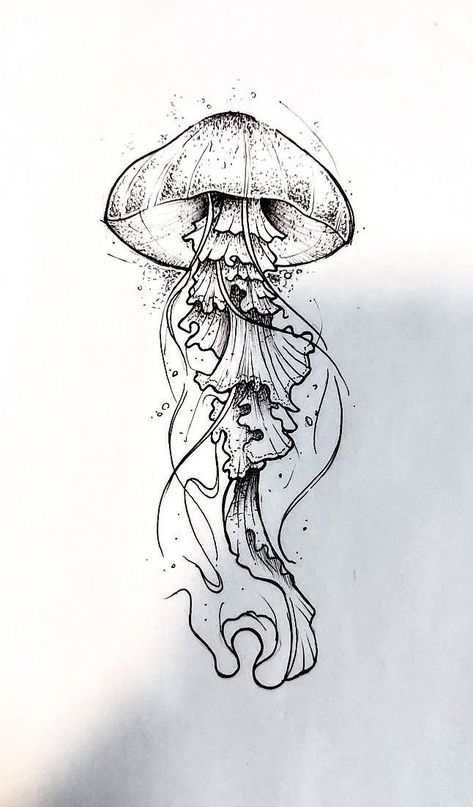 Tato Suku, Letter Tattoo, Jellyfish Drawing, Jellyfish Tattoo, Ocean Tattoos, Jellyfish Art, Výtvarné Reference, More Tattoo, Simple Tattoo