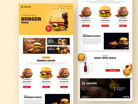 Fast Food Web Design, Burger Website Design, Restaurant Landing Page Design, Fast Food Website Design, Fast Food Website, Food Website Design Inspiration, Food Website Design, Restaurant Website Design, Food Web Design