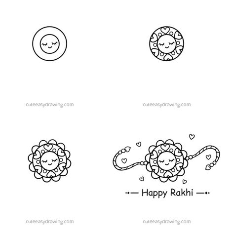 How to Draw a Cute Rakhi Step by Step - Cute Easy Drawings Easy Rakhi Drawing For Kids, Rakhi Drawing Ideas, Rakhi Drawing For Kids, Rakhi Drawing, Rakhi Tutorial, Celebration Drawing, Rakhi Celebration, Happy Rakhi, Easy Drawing Steps