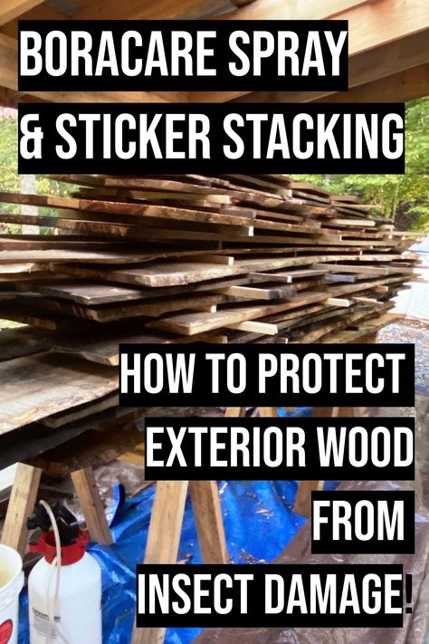 sticker stacking, sticker stack lumber, boracare, protect exterior siding from insect damage, how to stack lumber, how to store wood, how to stack rough sawn lumber, airflow, drying wood, carpentry classes, basic carpentry workshop, carprentry apprenticeship Learn Carpentry, Rough Sawn Lumber, Tiny House Building, Basic Carpentry, Building A Tiny House, Permaculture Design, Woodworking Classes, Carpentry Diy, Natural Building