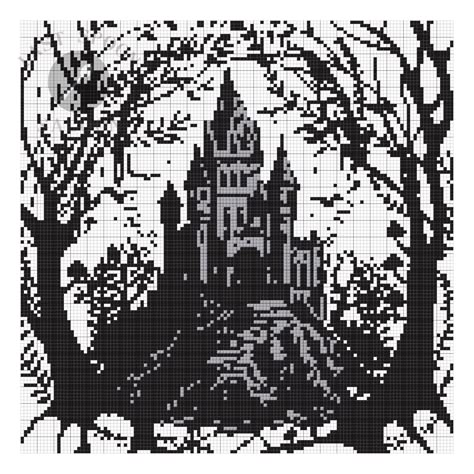 Dracula's Castle Digital Cross Stitch Pattern for Instant Download Crochet Print Pattern, Dracula Cross Stitch Pattern, Pixel Pattern Black And White, Taurus Cross Stitch, Black On Black Cross Stitch, Tarot Card Pixel Art Grid, Unicorn Alpha Pattern, Dnd Cross Stitch Patterns Free, Elden Ring Cross Stitch