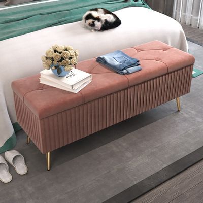 Velvet Storage Bench, Modern Storage Bench, Small Apartment Sofa, Bedroom Ottoman, Furniture Apartment, Storage Bench Bedroom, Storing Blankets, Creative Clothing, Bed End