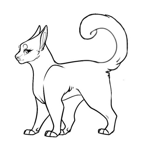 F2u Warrior Cat Base, Warrior Cat Base, Warrior Cats Base, Cat Design Art, Animal Base, Cat Template, Wolf Warriors, Cat Anatomy, Cat Coloring Book