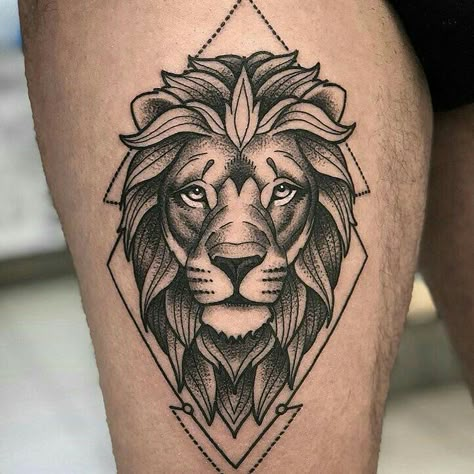 Leo Lion Tattoos, Leo Zodiac Tattoos, Geometric Lion Tattoo, Leo Symbol, Leo Tattoo Designs, Lion Tattoos, Geometric Lion, Lion Head Tattoos, Tattoo Trend