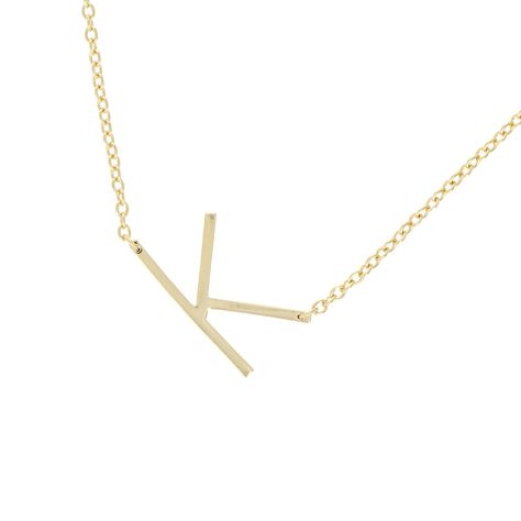 Sideways Letter K Initial Necklace - Silver & Gold | Alexandra Marks Jewelry K Initial Necklace, Letter K Necklace, Gold Initial Necklaces, K Initial, K Necklace, Letter Necklace Silver, J Necklace, Gold Minimalist Jewelry, Initial Necklace Silver