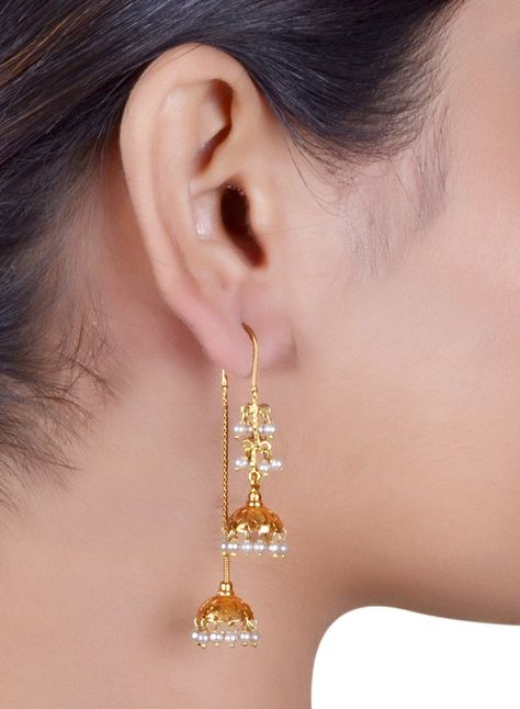 Unique Wedding Earrings, String Earrings, Bridal Jewelry Sets Brides, Diy Wire Earrings, Bridal Jewelry Vintage, Jewelry Set Design, Jhumki Earrings, Gold Rings Fashion, Gold Jewelry Simple