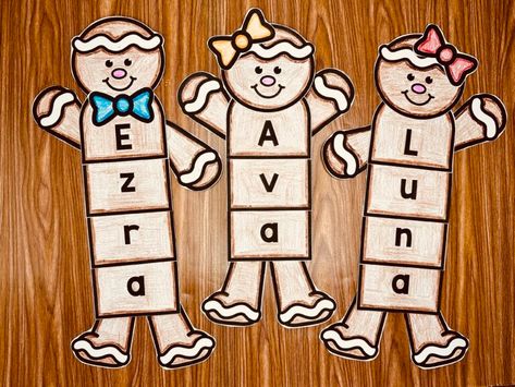 Gingerbread Editable Name Craft - Simply Kinder Plus Gingerbread Theme For Preschool, Gingerbread Name Activity, Gingerbread Name Activity Preschool, Gingerbread Men Activities For Preschool, Ginger Bread Crafts Preschool, Gingerbread Unit Preschool, Gingerbread Man Crafts For Kindergarten, Gingerbread Name Craft, Gingerbread Ideas For Preschool