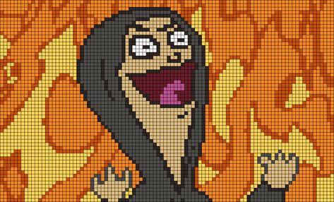 Alpha pattern #120142 | BraceletBook Bobs Burgers Alpha Pattern, Bobs Burgers Pixel Art, Coraline Alpha Pattern, Funny Alpha Pattern, Halloween Alpha Pattern, Alpha Crochet, Funny Pixel Art, Crochet Grid, Grid Patterns