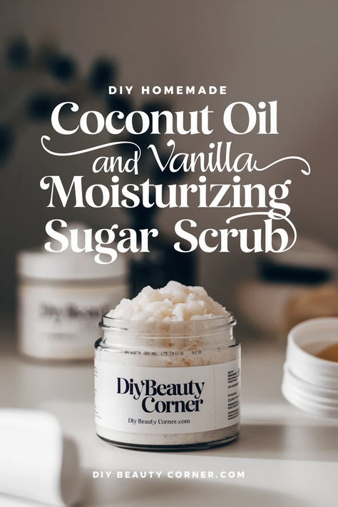 Vanilla Sugar Scrub Recipe, Homemade Sugar Scrub Recipes, Easy Diy Body Scrub, Vanilla Sugar Scrub, Sugar Scrub Homemade Recipe, Coconut Oil Sugar Scrub, Homemade Sugar Scrub, Diy Sugar Scrub, Diy Sugar Scrub Recipe