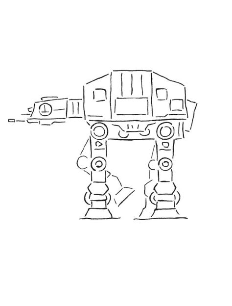 At At Star Wars Drawing, Starwars Drawing Ideas Easy, Lego Star Wars Drawing, Star Wars Line Art Tattoo, Star Wars Embroidery Patterns Free, Star Wars Easy Drawing, Star Wars Sketches Easy, Simple Star Wars Drawings, Star Wars Drawings Easy