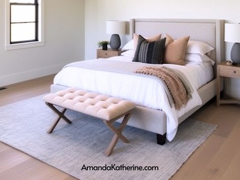 Ideal Rug Size For Queen Bed: Ultimate Buying Guide - Amanda Katherine Rug Size For Queen Bed Small Room, What Size Rug For Queen Bed, 5x7 Rug Under Queen Bed, Small Room Queen Bed, Rug Size For Queen Bed, Rug Under Queen Bed, Rug Size For King Bed, Queen Bed Rug, Rug Under Bed