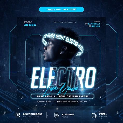 Gaming Social Media Design, Future Design Graphic, Future Graphic Design, Freepik Templates, Party Social Media Post, Futuristic Poster, Flyer Dj, Future Logo, Dj Flyer