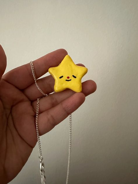 Clay Star Baby Necklace | Little Lumps Clay Necklace Diy, Air Dry Clay Necklace, Clay Locket, Clay Presents, Clay Star, Spooky Diy, Aesthetic Objects, Sculpture Art Clay, Baby Necklace