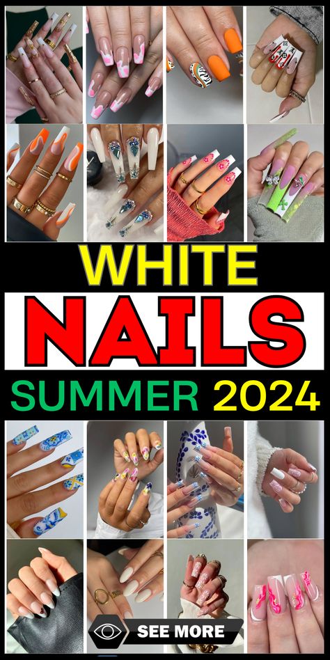 23 Summer June Nail Color Trends: Explore Vibrant Designs & DIY Tips White Nail Trends, White Spring Nails, Trendy Acrylics, White Gel Nails, Nail Color Trends, Elegant Nail Designs, Spring Nail Colors, White Nail Art, Nails Colors