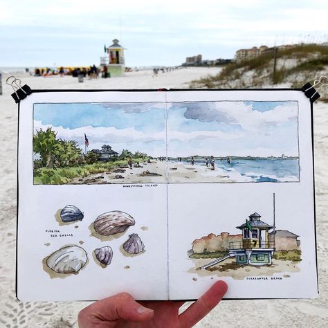 With temperatures reaching the mid-60s yesterday, I had the perfect excuse to do one of my first urban sketches of the season here in… | Instagram Danny Hawk, Architect Sketchbook, Beach Sketches, Art Altéré, Travel Journal Scrapbook, Travel Art Journal, Sketch Watercolor, Urban Sketches, Travel Sketchbook