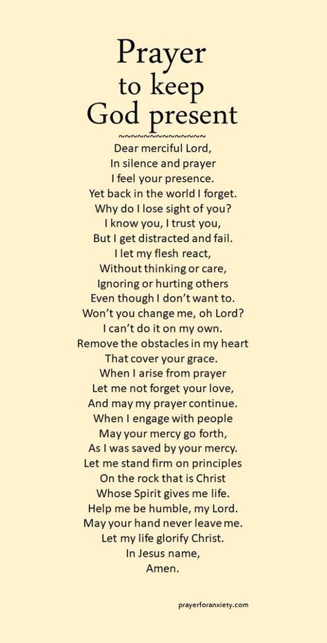 This prayer helps remind you to keep God present. Focus on Christ instead of conflicts. Prayers For Someone In Critical Condition, What To Say Instead Of Thoughts And Prayers, God Prayers, Prayer For Guidance, Spiritual Warfare Prayers, Everyday Prayers, Ayat Alkitab, Christian Prayers, Good Prayers