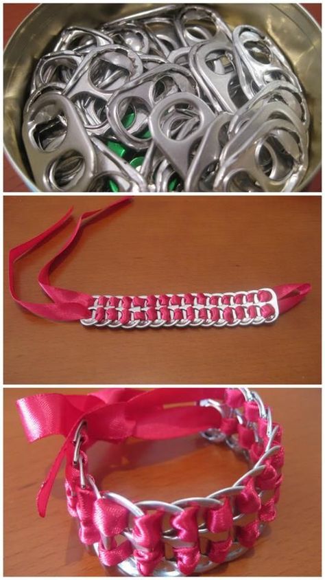 Can Tab Bracelet, Pop Tab Bracelet, Tab Bracelet, Hantverk Diy, Pop Tabs, Diy Jewelry Projects, Pop Cans, Recycled Projects, Camping Crafts