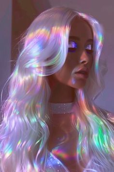 "Gemini Hair Magic: Transform Your Look with These Mind-Blowing Tips" - Fashion Tips Tricks Vaporwave Hair, Vaporwave Photoshoot, Prism Hair, Alien Hair, Opal Dragon, Iridescent Hair, Cloud Hair, Pastel Rainbow Hair, Glowing Hair