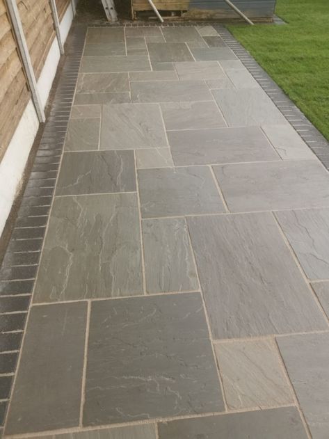 Stone Floor Bathroom, Tiles Garden, Barn Conversion Interiors, Floor Stone, Sandstone Paving Slabs, Garden Patios, Indian Sandstone, Garden Pavers, Entry Tile