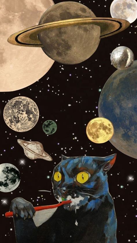 Rock Background Wallpapers, Cat In Space, Funky Wallpaper, Cocoppa Wallpaper, Wallpaper Tumblr, Iphone Wallpaper Themes, Edgy Wallpaper, Vintage Poster Art, Art Collage Wall