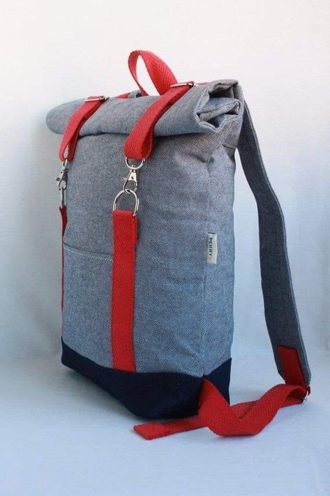 Backpack Sewing, Roll Top Backpack, Rolltop Backpack, Canvas Rucksack, Diy Backpack, Backpack Pattern, Top Backpacks, Light Backpack, Roll Top