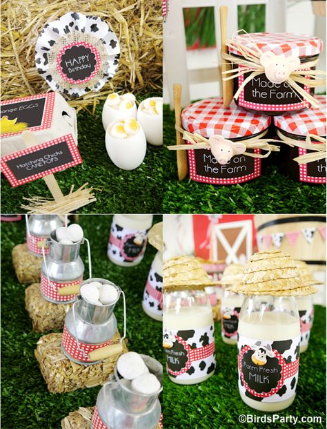 Farm and Barnyard Birthday Party Food and Drinks - BirdsParty.com Animals Birthday Party Ideas, Farmyard Party, Food Favors, Farm Animals Birthday, Animals Birthday Party, Barnyard Birthday Party, Farm Animal Party, Farm Animals Birthday Party, Farm Themed Birthday Party