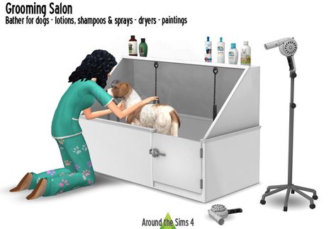 Pet bath Sims 4 Pet Cc, Sims 4 Dog, Sims 4 Pets Mod, Around The Sims 4, Mods Sims 4, Los Sims 4 Mods, Sims Pets, Sims 4 Cc Skin, Sims Games