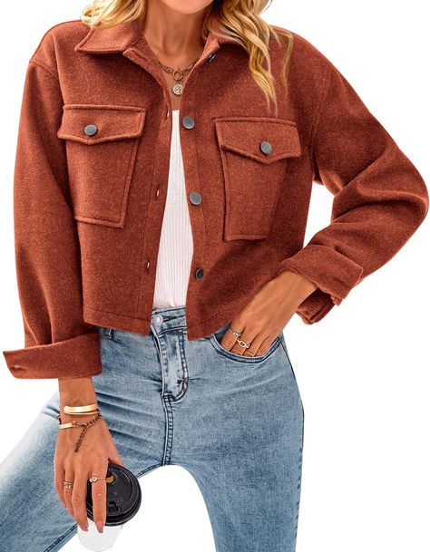 PRICES MAY VARY. Cropped Jacket Feature - Size: S=US 4-6, M=US 8-10，L=US 12-14，XL=US 16-18/Women Button Down Shacket Jacket/Women Lightweight Plaid Shirts/Flannel Shirts for Women/Casual Long Sleeve Shirts/Shacket Jacket Women/Chest Pockets Shacket Jacket/Plaid Jacket/Women Jackets/Color Block Blouse Tops/Fall Clothes for Women/Shackets for Women 2023 Women Jackets Material - This Plaid Shacket Jacket Is Made of Breathable and Comfortable Polyester, More Friendly to Skin and Comfy to Wear, Bring Sherpa Jackets For Women, Classic Jackets For Women, Women Jacket, Fall Jackets For Women, Flannel Jacket Women's, Plaid Jacket Women, Color Block Blouse, Cropped Coat, Womens Flannel Shirt