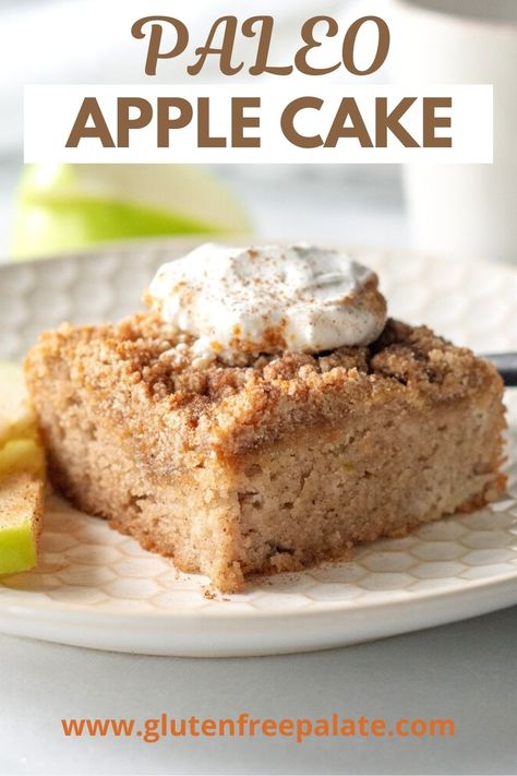 An easy recipe for paleo apple cake that is tender, sweet, and perfect for anyone who loves to eat cake. This recipe can be enjoyed with coffee or as dessert. Paleo Apple Cake, Paleo Chocolate Chip Muffins, Apple Dapple, Cotter Crunch, Gluten Free Apple Cake, Paleo Apple, Almond Flour Cakes, Apple Coffee, Paleo Cake