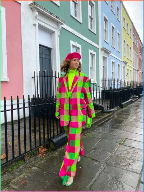 Colorful Luxury Outfits, Funky Eclectic Fashion, 80s Colorful Fashion, Creative Aesthetic Outfit, Maximalist Colorful Outfits, Bold Fashion Aesthetic, Crazy Colorful Outfits, Summer Maximalist Fashion, Bold Outfits Aesthetic