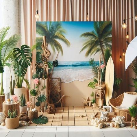 Hawaii Photo Booth, Hawaii Backdrop, Surf Board Decor, Hawaii Theme, Beach Backdrop, Photo Halloween, Coin Photo, Hawaiian Theme, Beach Bars