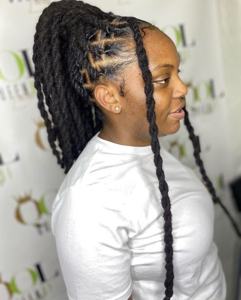 Temporary Locks Hairstyles, Temporary Locs Styles, Dredlocs Style Woman, Temporary Locs, Dreads Styles For Women, Dread Styles, Shaved Hair Designs, Rock Hairstyles, Beautiful Locs