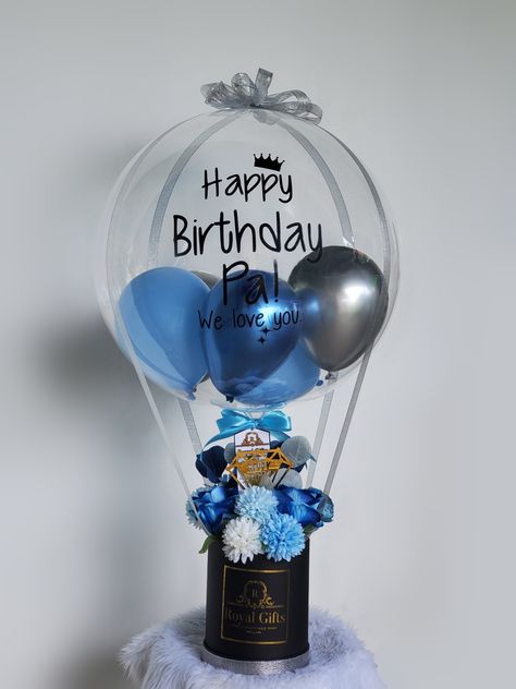 Bouquets Ideas, Balloon Box, Balloon Ideas, Hot Air Balloon, Happy Father, Happy Fathers Day, Air Balloon, Snow Globes, Fathers Day