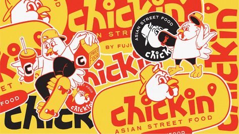 Chickin’ Asian Street Food – Packaging Of The World Fried Chicken Branding, Street Food Packaging, Street Food Design, Chicken Brands, Chicken Illustration, Asian Street Food, Food Banner, Food Branding, Korean Street Food