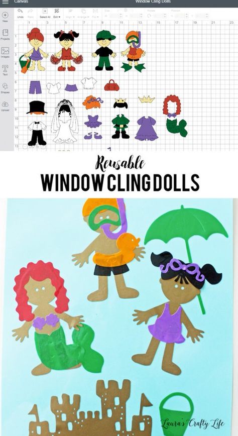 Reusable Window Cling Dolls made with Cricut Cricut Window Cling, Bear Hunt, Paper Dolls Diy, Window Cling, Busy Bags, Cricut Joy, Cricut Craft Room, Cricut Tutorials, Window Clings