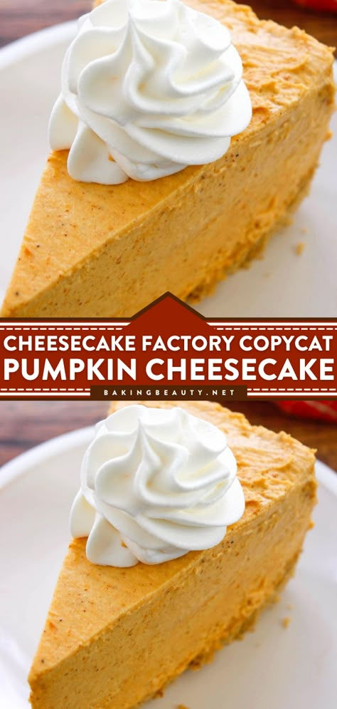 Cheesecake Factory Copycat Pumpkin Cheesecake, easy fall desserts, homemade cheesecake recipes Cheesecake Factory Copycat Recipes Pumpkin, Copycat Pumpkin Cheesecake Factory, Pumpkin Cheesecake Cheesecake Factory Recipe, Pumpkin Spiced Cheesecake, Cheesecake Factory Pumpkin Cheesecake Recipe, Spiced Pumpkin Cheesecake Recipe, Instapot Pumpkin Cheesecake Recipes, Pumpkin Cheesecake Factory Copycat Recipes, Simple Pumpkin Cheesecake Recipe